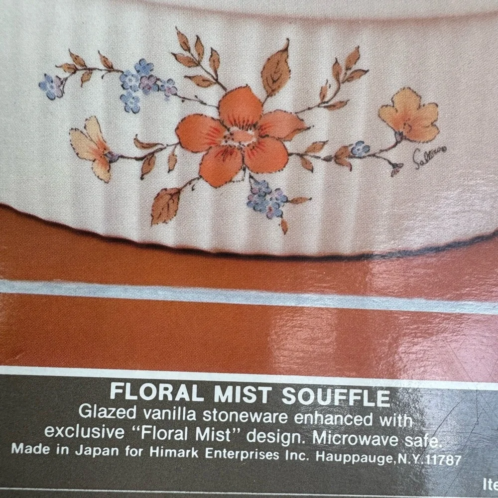 Vintage Himark Coordinates Floral Mist Oven-To-Table Soufflé new in box